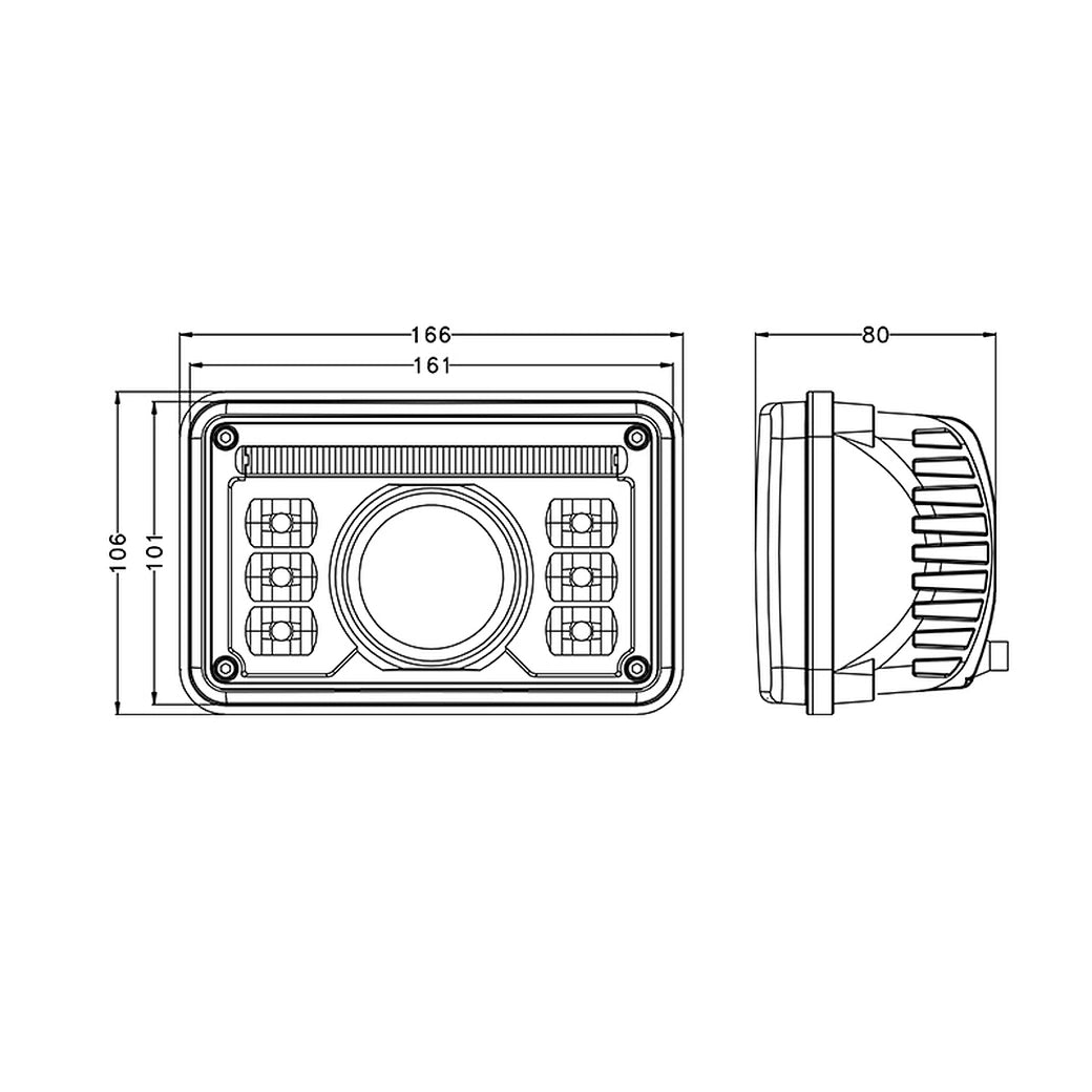 4x6 inch 69W Flush Mount High Low Beam LED Head Light