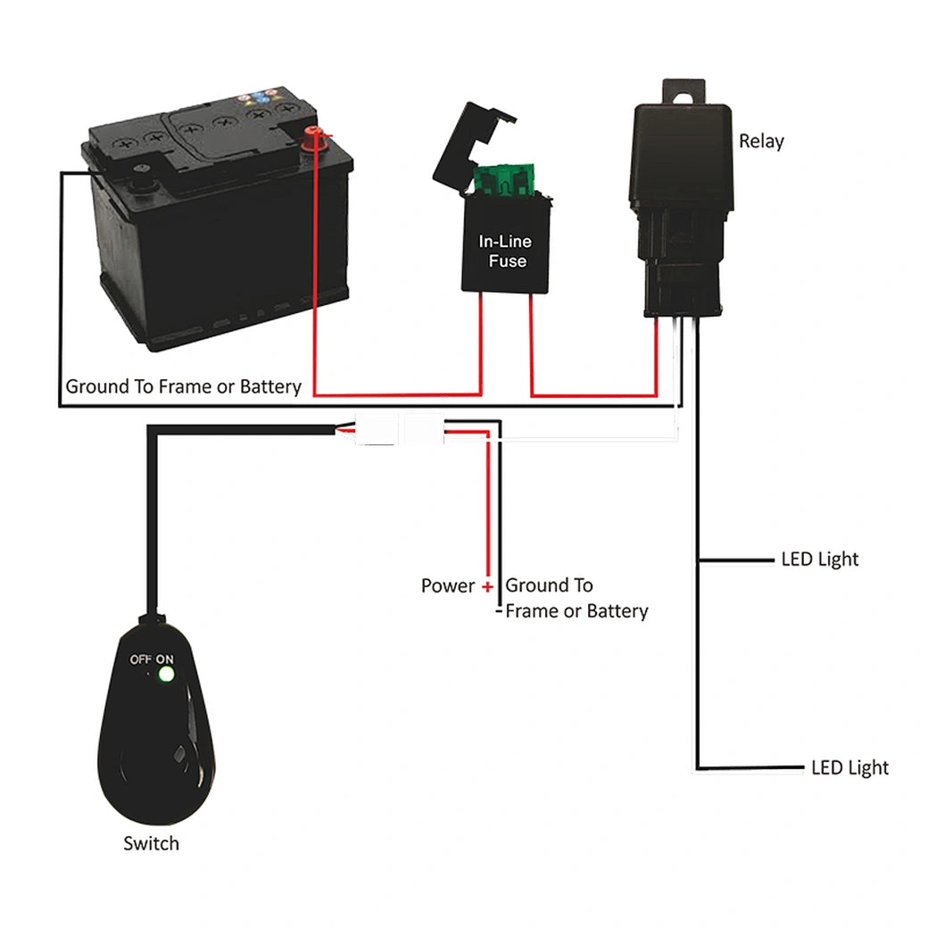 LED Light Wiring Harness Wire Cable Relay 3 Meter