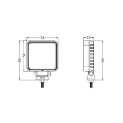 Tractor LED Work Lights|3''12W|PC Lens|Wide Flood|12V 24V DC